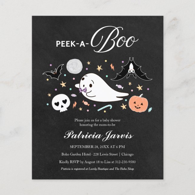 Budget Peek-A-Boo Halloween Baby shower Invitation (Devant)