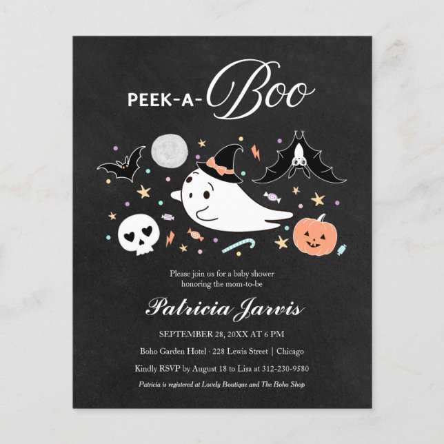 Budget Peek-A-Boo Halloween Baby shower Invitation (Devant)