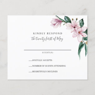 BUDGET Peint Magnolia et feuille Mariage RSVP