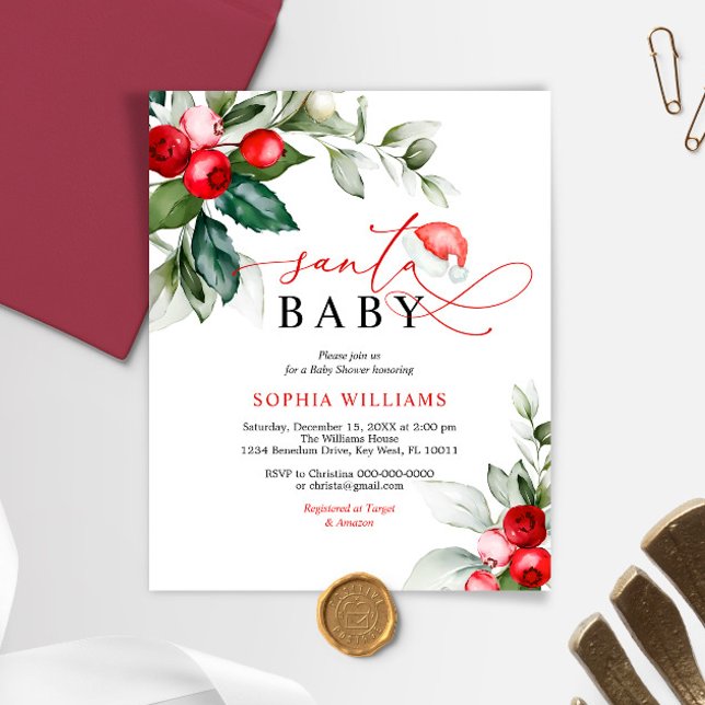 Budget Père Noël Baby Christmas Baby shower Invita (Créateur téléchargé)