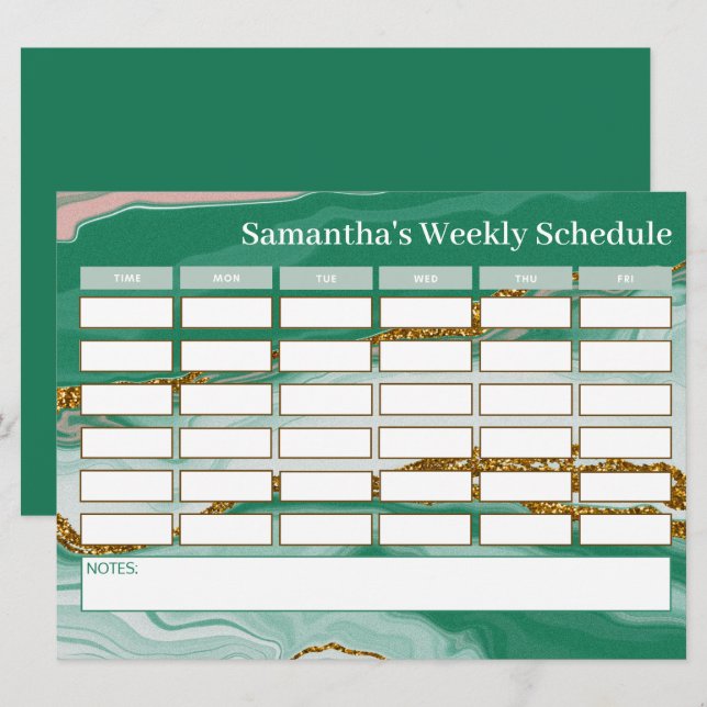 Budget personnalisé - Programme de classe de marbr (Devant / Derrière)