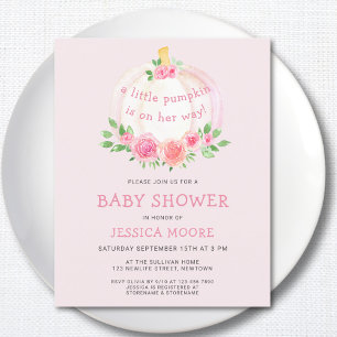 Budget Petit Citrouille rose fille Baby shower Inv