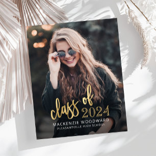 Budget Photo 2024 Gold Script Grad Faire-part