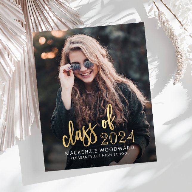 Budget Photo 2024 Gold Script Grad Faire-part (Créateur téléchargé)