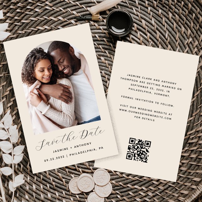 Budget Photo Arche Beige Code QR Enregistrez la Da (Créateur téléchargé)