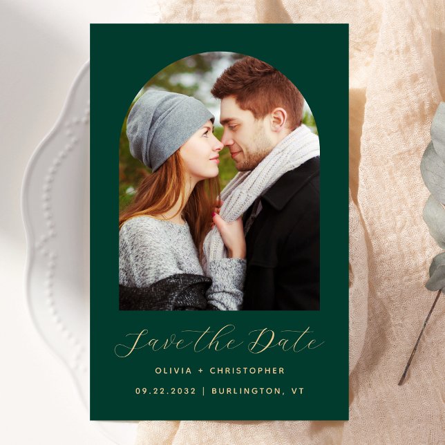 Budget Photo Arche Émeraude Vert Or Save the Date (Créateur téléchargé)