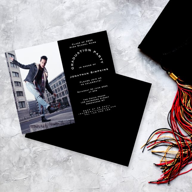 Budget Photo Black Graduation Party Invitation (Créateur téléchargé)