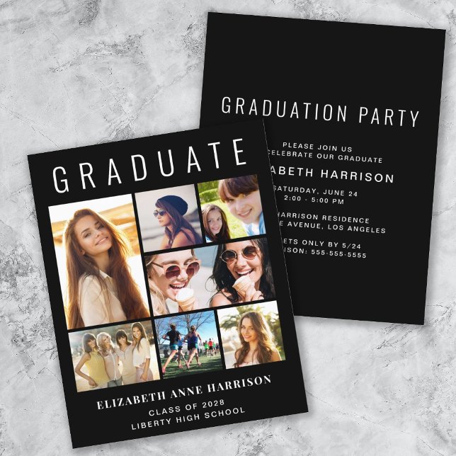 Budget Photo Black Graduation Party Invitation (Créateur téléchargé)