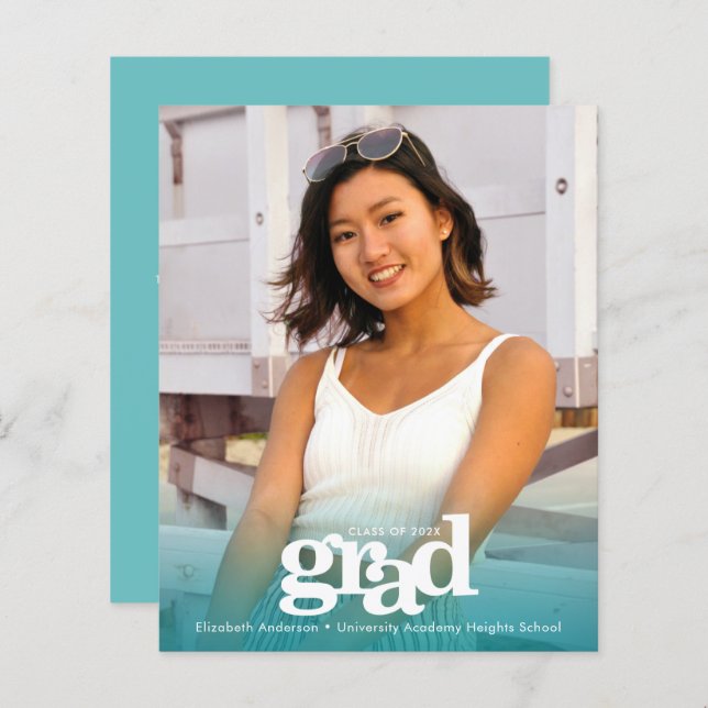 Budget photo bleu turquoise graduation audacieuse  (Devant / Derrière)