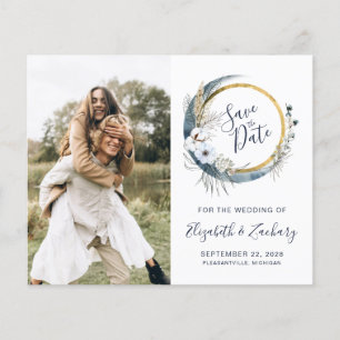 Budget Photo Boho Bleu Floral Lune Enregistrer la