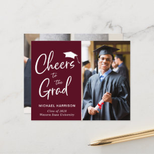 Budget Photo Burgundy Red Graduation Faire-part