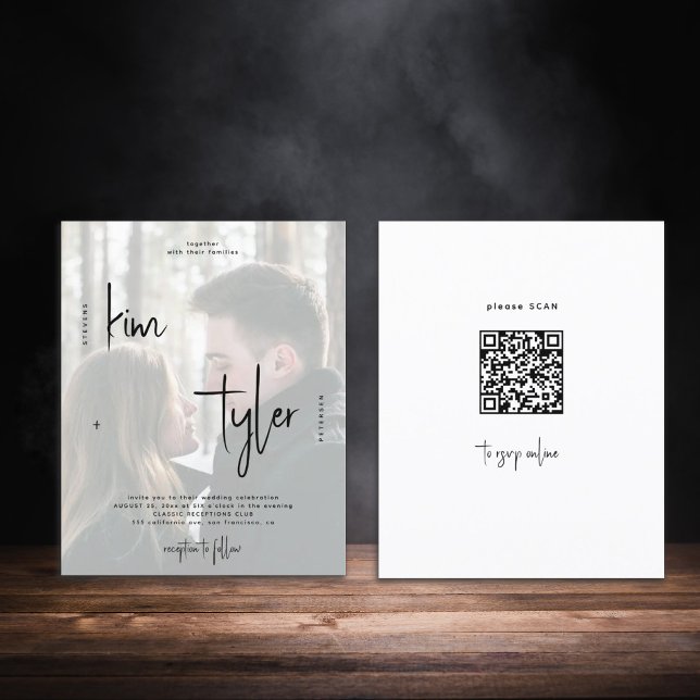 Budget photo code QR tout en un faire-part de mari (Créateur téléchargé)