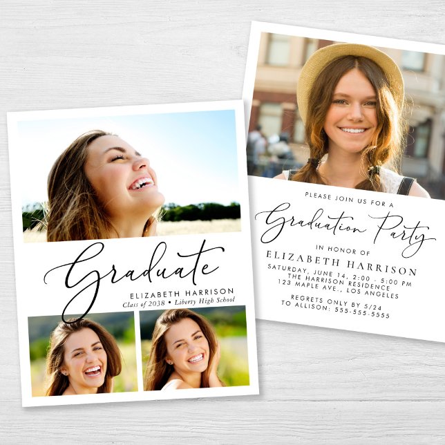 Budget Photo Collage Graduation Party Invitation (Créateur téléchargé)