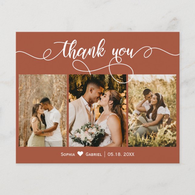 Budget Photo Collage Terracotta Script Mariage (Devant)