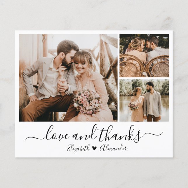 Budget Photo Collage Wedding Thank You Card (Devant)