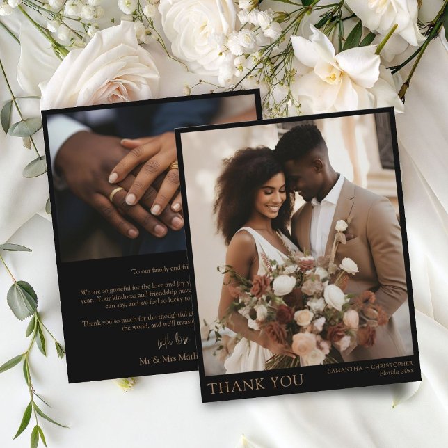 Budget Photo de mariage remerciements Noir & Or (Créateur téléchargé)
