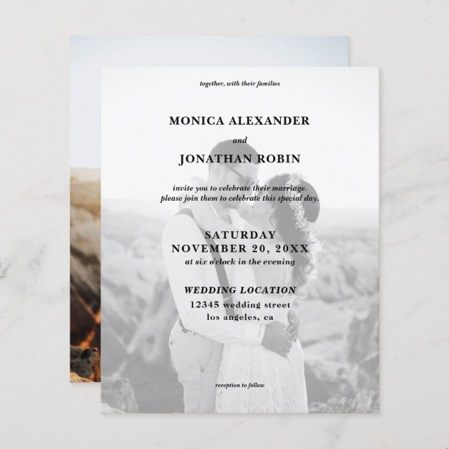 Budget Photo de mariage verticale moderne noir et  (Devant / Derrière)