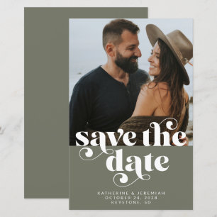 BUDGET Photo de Save the Date Moderne Vert Olive