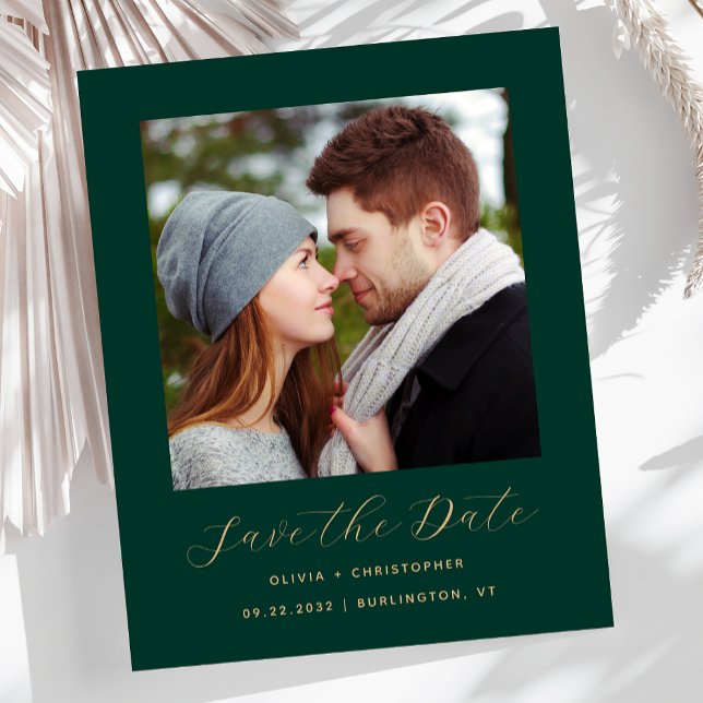 Budget Photo Émeraude Vert Or Save the Date (Créateur téléchargé)