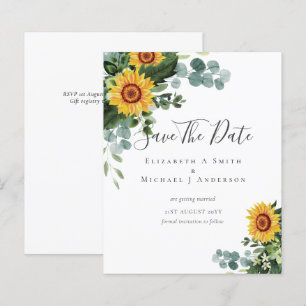 BUDGET Photo Enregistrer Date Rustique SUNFLOWERS 