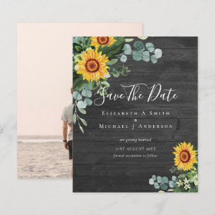 BUDGET Photo Enregistrer Date Rustique SUNFLOWERS 