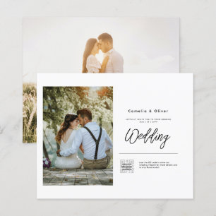Budget Photo Faire-part de mariage classique blanc