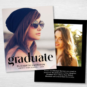 Budget Photo Faire-part tendance noir de graduatio
