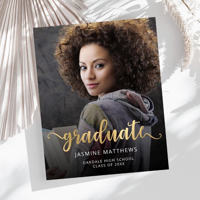 Budget Photo Gold Script Grad Faire-part (Créateur téléchargé)