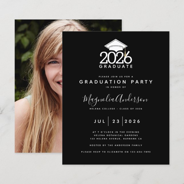 BUDGET Photo Graduation Party Invitation (Devant / Derrière)