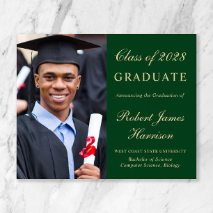 Budget Photo Green Gold Graduation Faire-part