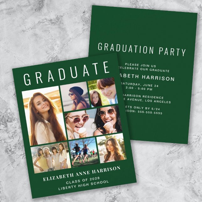 Budget Photo Green Graduation Party Invitation (Créateur téléchargé)