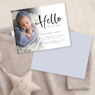 Budget Photo Hello Boy Blue Faire-Part de Naissanc