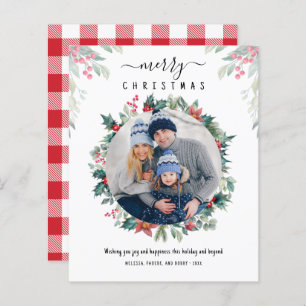 Budget Photo Joyeux Noël Plaid Mistletoe Card