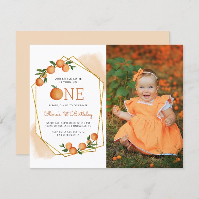 Budget Photo Little Cutie 1er anniversaire Invitat (Devant / Derrière)