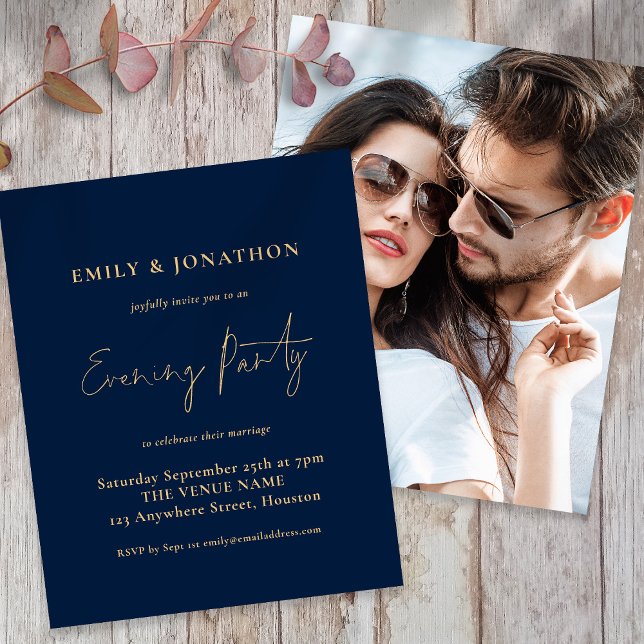 Budget Photo Marine Mariage or Soirée Invitation (Front and Back View)
