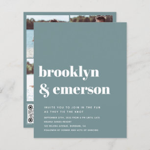 Budget Photo moderne QR Code Faire-part de mariage