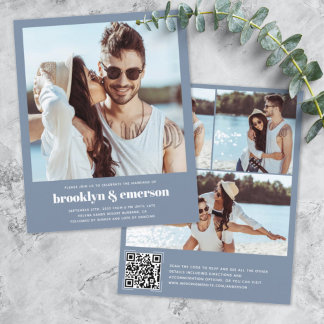 Budget Photo moderne QR Code Faire-part de mariage