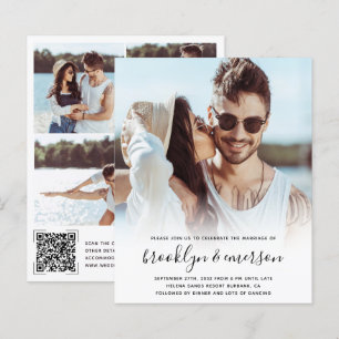 Budget Photo moderne QR Code Faire-part de mariage
