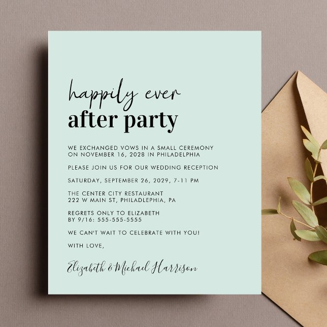 Budget Photo Monnaie Réception de mariage Invitati (A chic budget-friendly Happily Ever After Party invitation for your wedding celebration)