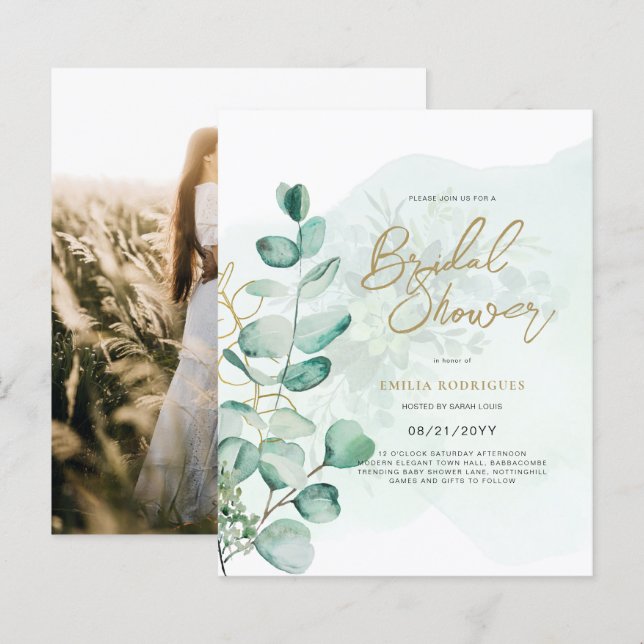 Budget Photo Nuptiale Douche Invitation Feuille Ru (Devant / Derrière)