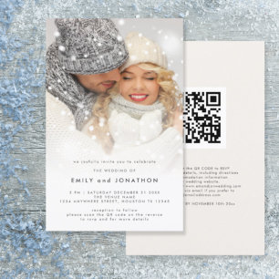 Budget Photo Overlay QR Noel Mariage Invitation