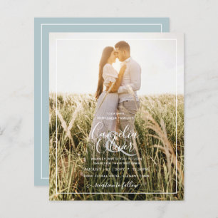 BUDGET Photo Overlay Sea Glass Sage Wedding Invite