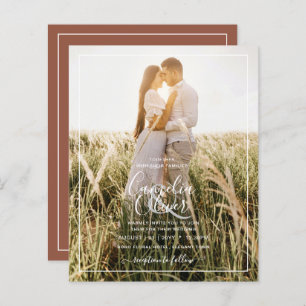 BUDGET Photo Overlay Terracotta Mariage Invitation