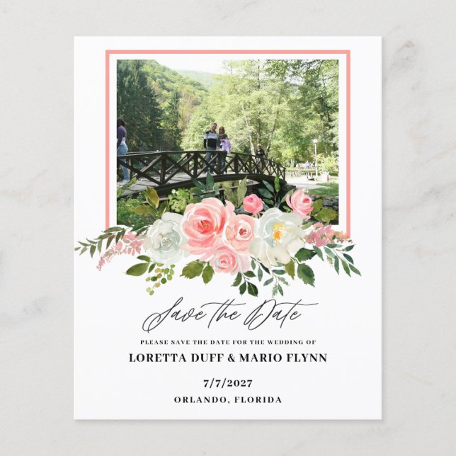 Budget Photo Pink floral Wedding Enregistrer la da (Devant)