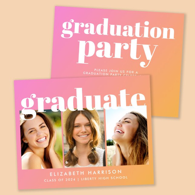 Budget Photo Pink Graduation Party Invitation (Créateur téléchargé)