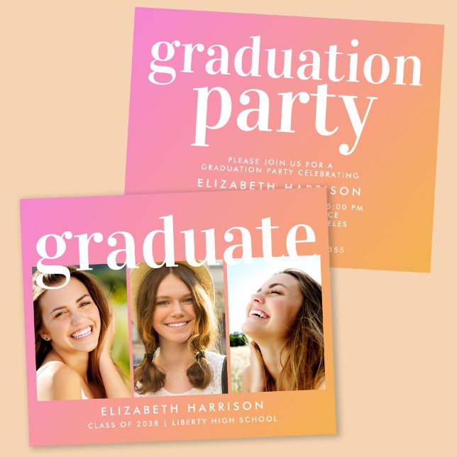 Budget Photo Pink Graduation Party Invitation (Créateur téléchargé)