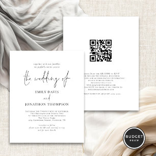 Budget Photo QR Code Elégant Script Wedding Invita