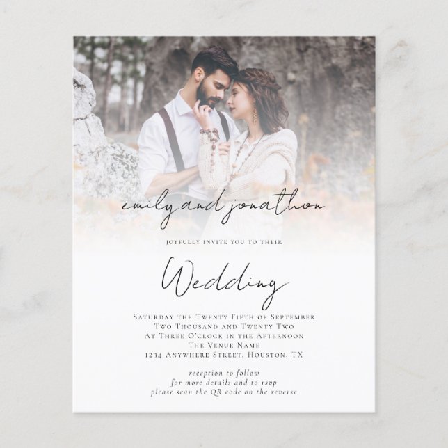 Budget Photo QR Code Script Invitation de mariage  (Devant)