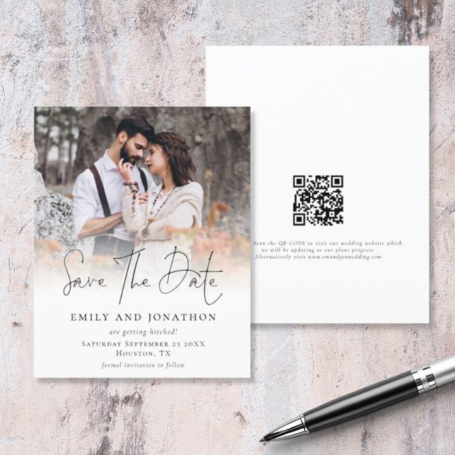 Budget Photo QR Code Script Mariage Enregistrer La (Front and back view. A smaller budget price alternative. Part of a larger matching wedding suite)