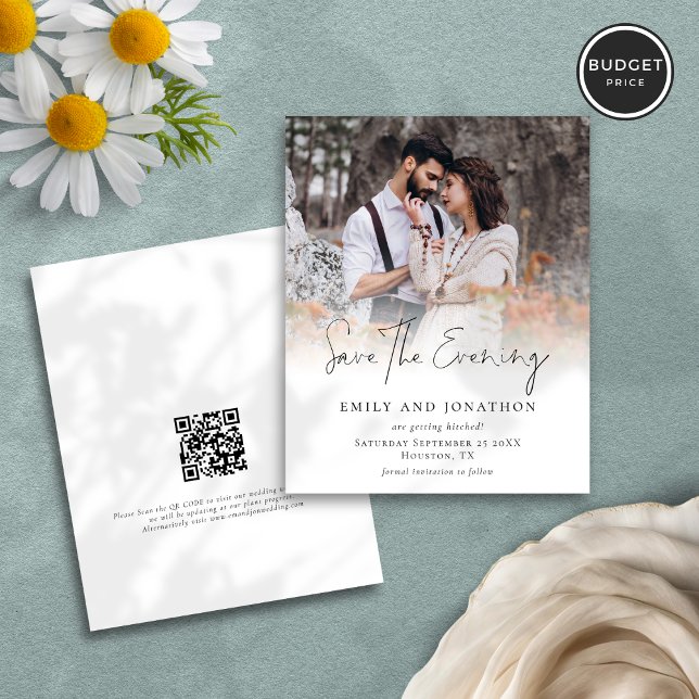 Budget Photo QR Script Mariage Enregistrer La Soir (Front and back view)